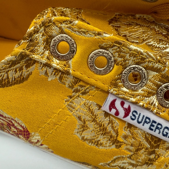 Superga Women’s 11 Canary Yellow Floral Brocade Sneakers With Red & Gold NWT - Picture 7 of 14